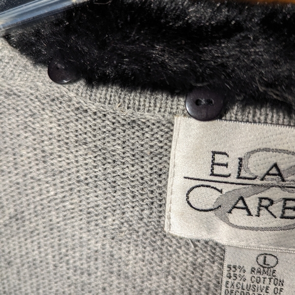 Vintage Elana Cardello Sweater/Jacket Faux Fur Collar - Picture 4 of 6